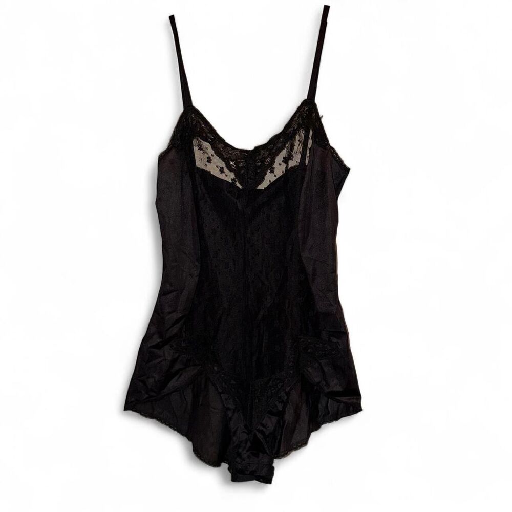 Vintage 2005 Lily of France black lace teddy bodysuit